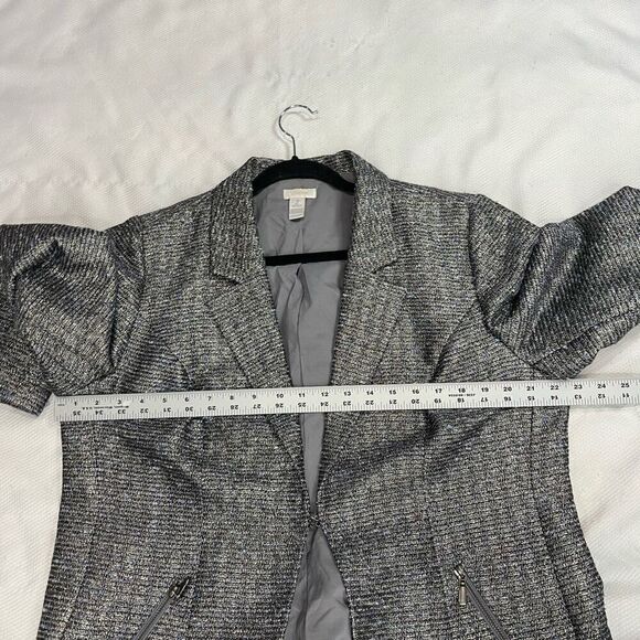 Chico’s‎ Silver Boucle Single Clasp Blazer 2 L Women’s - Picture 5 of 8